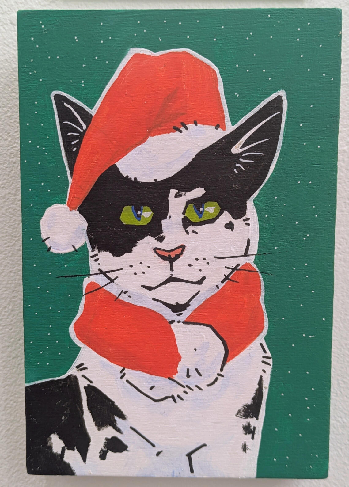 Cats with Hats: Santa Paws, Mixed Media