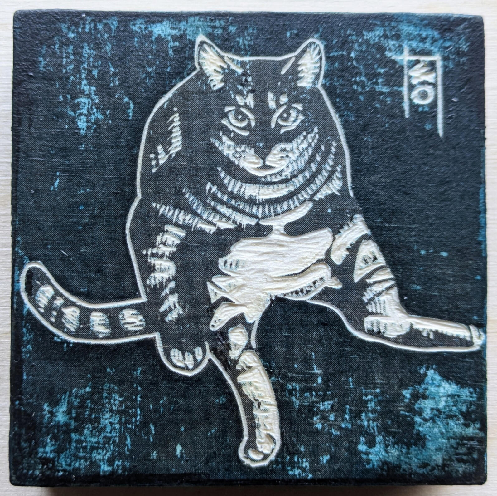 Jujube: Sit, Woodcut and Mixed Media